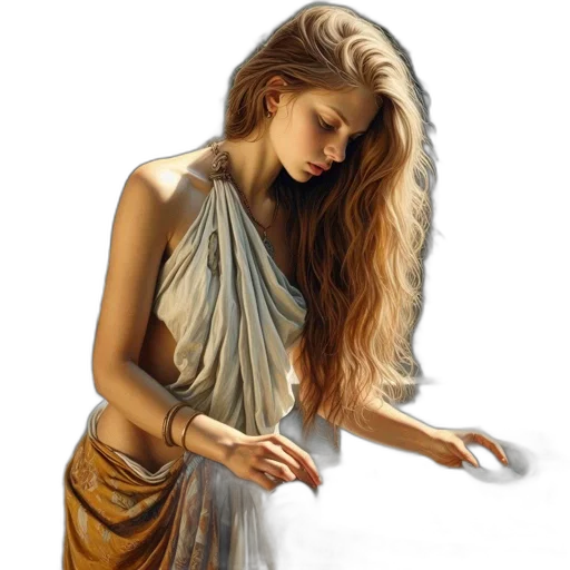 dress, jewelry, fantasy art, photorealistic, oil painting, concept art, fire, night transparent PNG cut-out