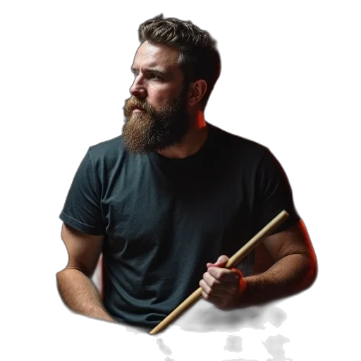 staff, hair, face, weapon transparent PNG cut-out