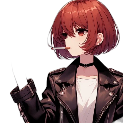 jacket, weapon, staff, face, cyberpunk, anime, concept art, pixel art transparent PNG cut-out