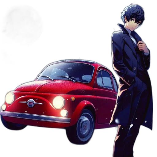 car, concept art, anime, photorealistic, pixel art, red, dark, monochrome transparent PNG cut-out