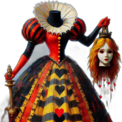 dress, mask, crown, concept art, 3d render, fantasy art, photorealistic, surreal transparent PNG cut-out