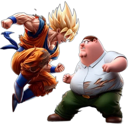 concept art, comic book art, 3d render, cartoon, two, animated, characters, interact transparent PNG cut-out