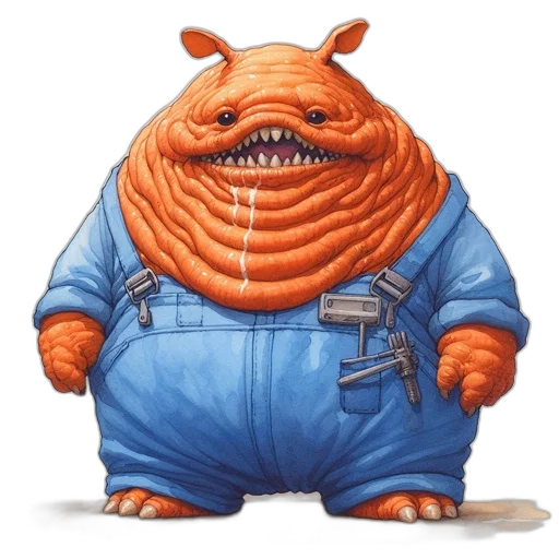 creature, jacket, animal, food, concept art, 3d render, photorealistic, cartoon-like transparent PNG cut-out
