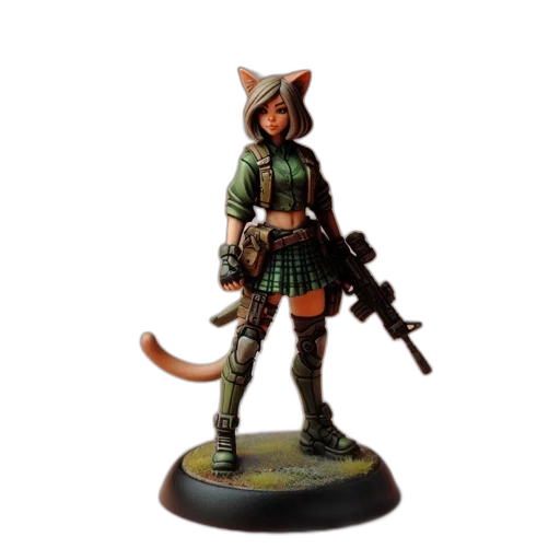 staff, concept art, fantasy art, pixel art, 3d render, figurine, feline, woman transparent PNG cut-out