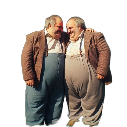jacket, food, concept art, two, men, matching, outfits, smile transparent PNG cut-out