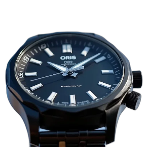 close-up, black, silver, wristwatch, blue, sky, background, watch transparent PNG cut-out
