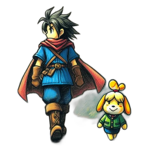 pixel art, concept art, watercolor, comic book art, golden, monochrome, two, animated transparent PNG cut-out
