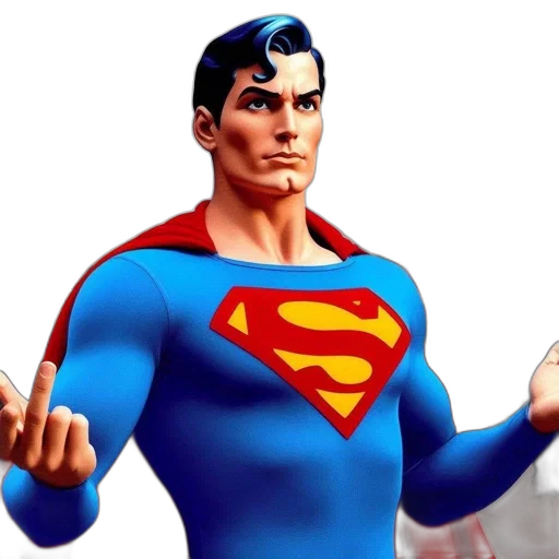 comic book art, 3d render, concept art, cartoon, superman, his, iconic, blue transparent PNG cut-out