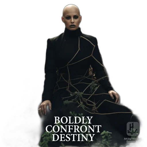 concept art, fantasy art, person, bald, head, dark, makeup, attire transparent PNG cut-out