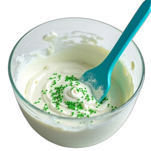 food, photorealistic, green, bowl, filled, mixture, white, frosting transparent PNG cut-out
