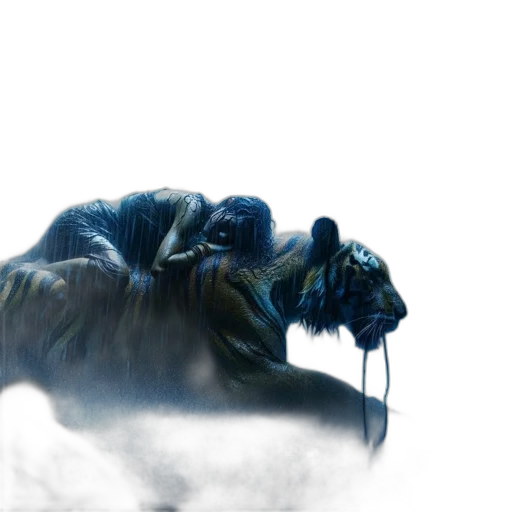 creature, dragon, animal, hair, concept art, fantasy art, 3d render, photorealistic transparent PNG cut-out