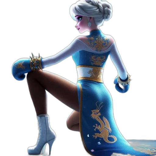 dress, crown, staff, concept art, fantasy art, anime, watercolor, blue transparent PNG cut-out