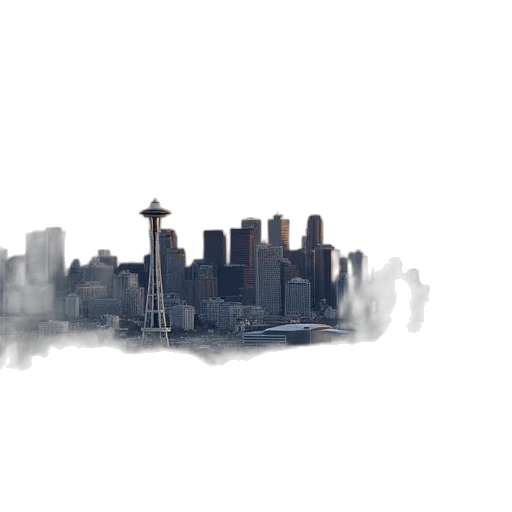 building, concept art, photorealistic, pixel art, 3d render, fog, city street, cityscape transparent PNG cut-out