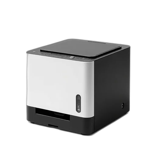 robot, furniture, 3d render, monochrome, modern, compact, printer, sleek transparent PNG cut-out