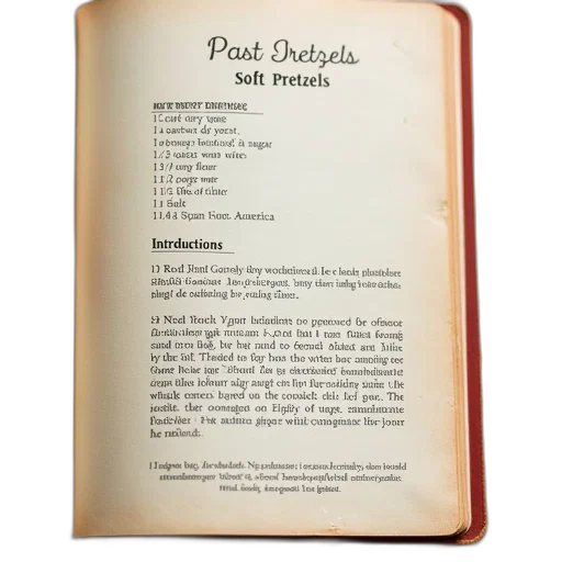 recipe, book, page, soft, pretzels, includes, ingredients, such transparent PNG cut-out