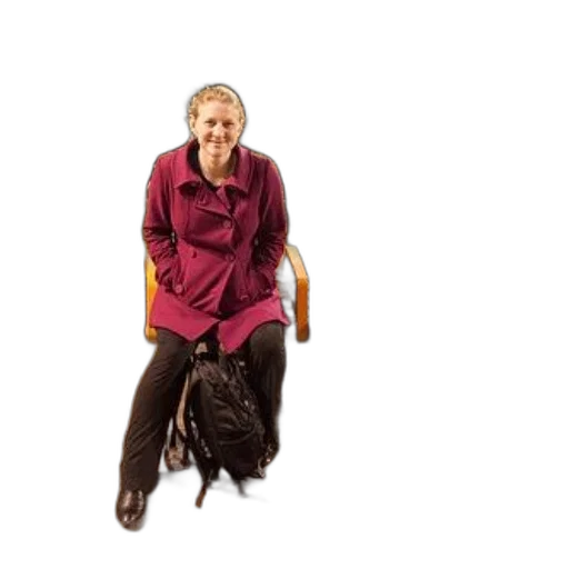 staff, animal, jacket, creature, woman, purple, coat, sits transparent PNG cut-out