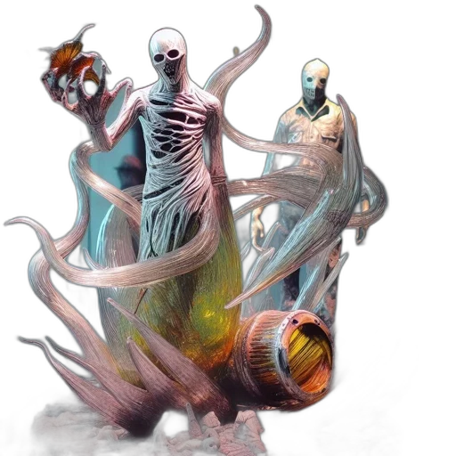 creature, mask, concept art, fantasy art, comic book art, 3d render, skeletal, entity transparent PNG cut-out