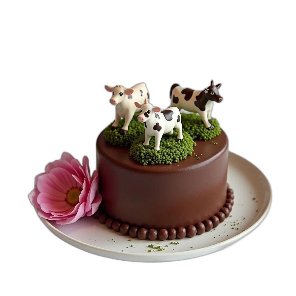 food, crown, animal, 3d render, photorealistic, chocolate, cake, cow transparent PNG cut-out