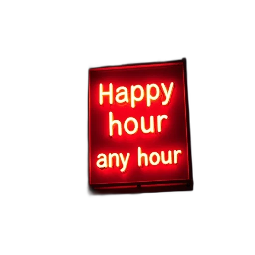 neon lights, happy, hour, any transparent PNG cut-out