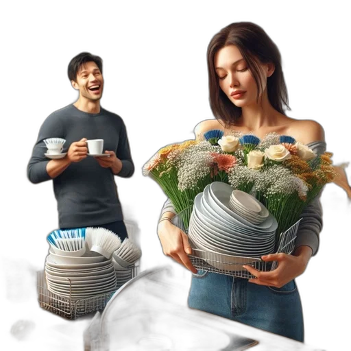 furniture, jewelry, 3d render, photorealistic, concept art, oil painting, two, people transparent PNG cut-out