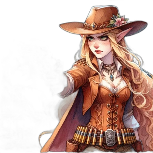 hat, staff, fantasy art, concept art, comic book art, photorealistic, earth tones, elven transparent PNG cut-out