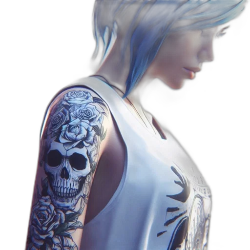 dress, robot, face, concept art, cyberpunk, fantasy art, photorealistic, blue transparent PNG cut-out