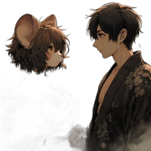mask, animal, creature, staff, concept art, anime, fantasy art, pixel art transparent PNG cut-out