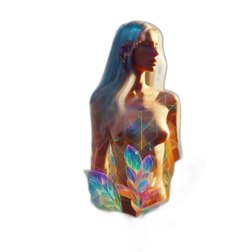 jewelry, dress, bottle, crown, 3d render, vaporwave, fantasy art, concept art transparent PNG cut-out