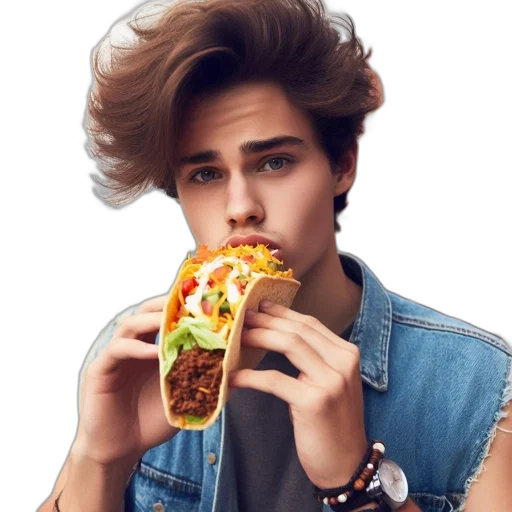 food, face, jacket, animal, photorealistic, cartoon, neon lights, outdoor transparent PNG cut-out