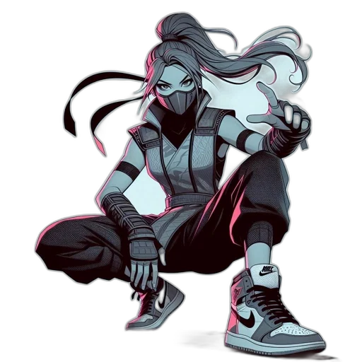 jacket, weapon, concept art, cyberpunk, comic book art, pixel art, neon lights, neon transparent PNG cut-out