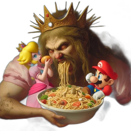 food, crown, concept art, 3d render, pixel art, photorealistic, amusing, reinterpretation transparent PNG cut-out