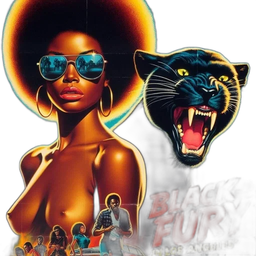 comic book art, concept art, poster, black, fury, los, angeles, woman transparent PNG cut-out