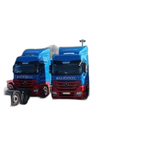 3d render, row, blue, red, trucks, word, lenham, their transparent PNG cut-out