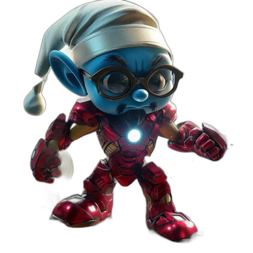 robot, 3d render, concept art, comic book art, gnome-iron, man, hybrid, character transparent PNG cut-out