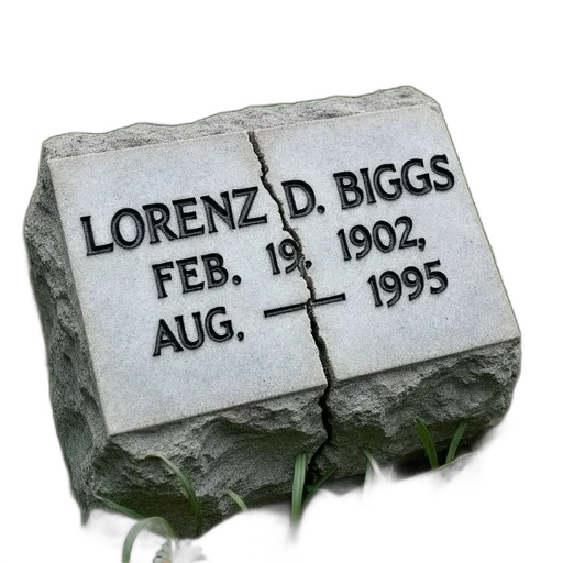 3d render, weathered, stone, headstone, name, lorenz, biggs, dates transparent PNG cut-out