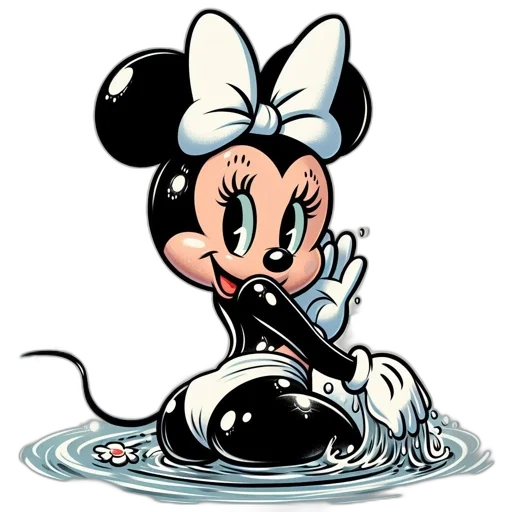 animal, cartoon, comic book art, concept art, underwater, minnie, mouse, enjoys transparent PNG cut-out