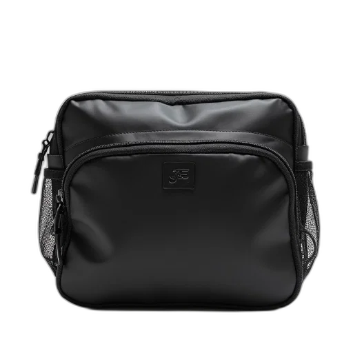 black, nylon, bag, mesh, texture, zipper, closure, displayed transparent PNG cut-out
