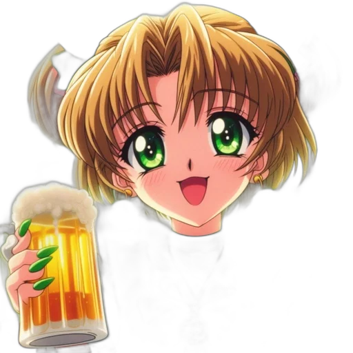 bottle, anime, pixel art, vaporwave, cartoon, animated, character, likely transparent PNG cut-out