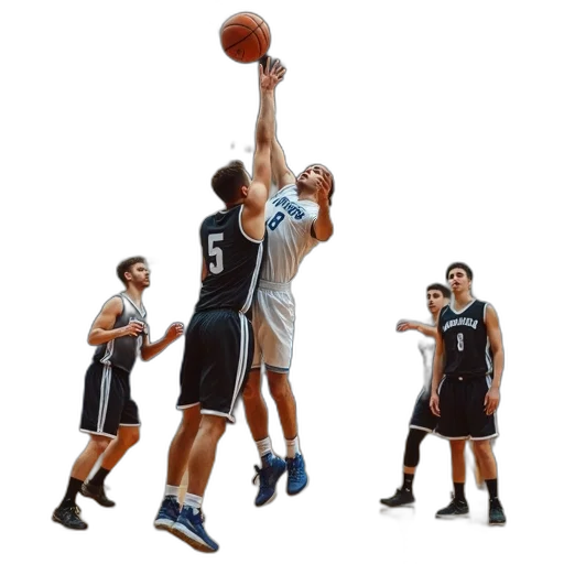 group, young, men, playing, basketball, indoor, court, one transparent PNG cut-out