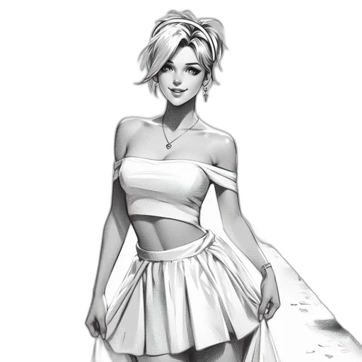 dress, fantasy art, concept art, comic book art, pencil sketch, monochrome, pastel, neon transparent PNG cut-out
