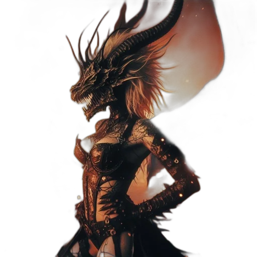 dragon, creature, staff, mask transparent PNG cut-out