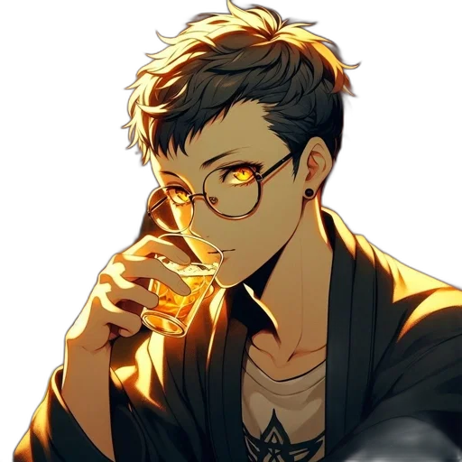 staff, anime, cartoon, pixel art, concept art, golden, dark, monochrome transparent PNG cut-out