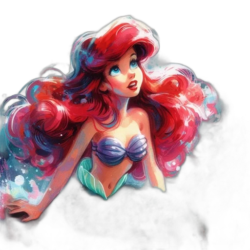 dress, fantasy art, watercolor, concept art, comic book art, underwater, colorful, red transparent PNG cut-out
