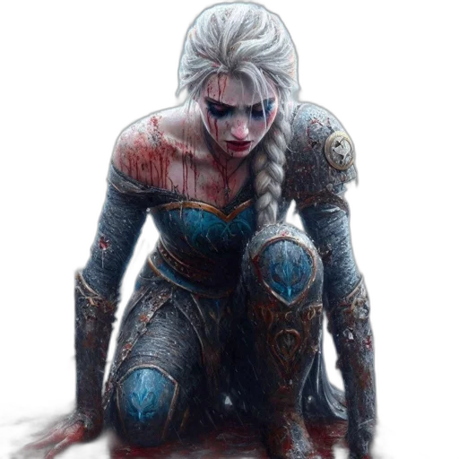fantasy art, concept art, comic book art, watercolor, blue, dark, red, war-weary transparent PNG cut-out