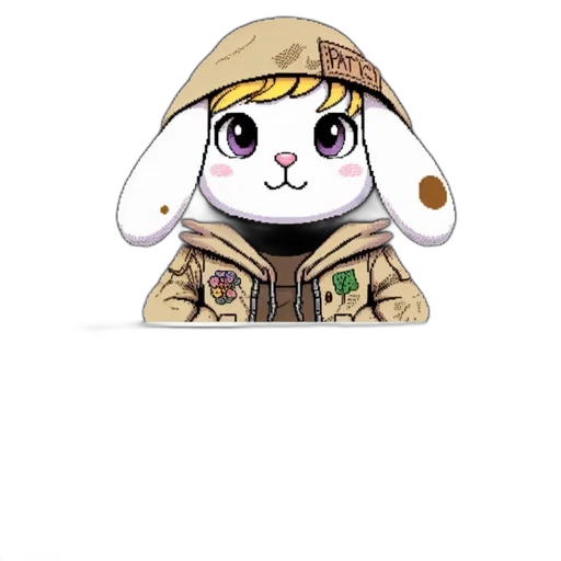 jacket, hat, animal, weapon, pixel art, anime, cartoon, concept art transparent PNG cut-out