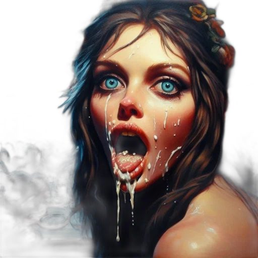 face, creature, fantasy art, photorealistic, concept art, comic book art, neon lights, painted transparent PNG cut-out