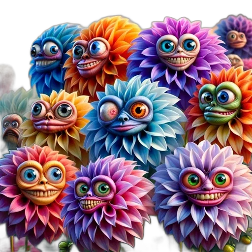 mask, creature, 3d render, concept art, fantasy art, photorealistic, colorful, collection transparent PNG cut-out