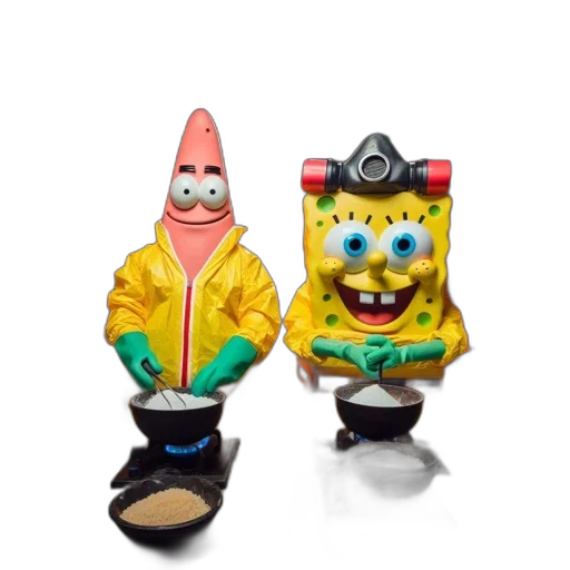 jacket, hat, jewelry, food, 3d render, concept art, spongebob, squarepants transparent PNG cut-out