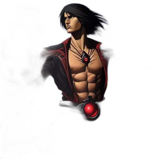 fantasy art, concept art, comic book art, pixel art, red, intense, long-haired, male transparent PNG cut-out