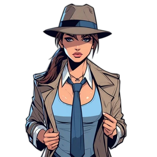jacket, hat, staff, comic book art, cartoon, concept art, pixel art, blue transparent PNG cut-out